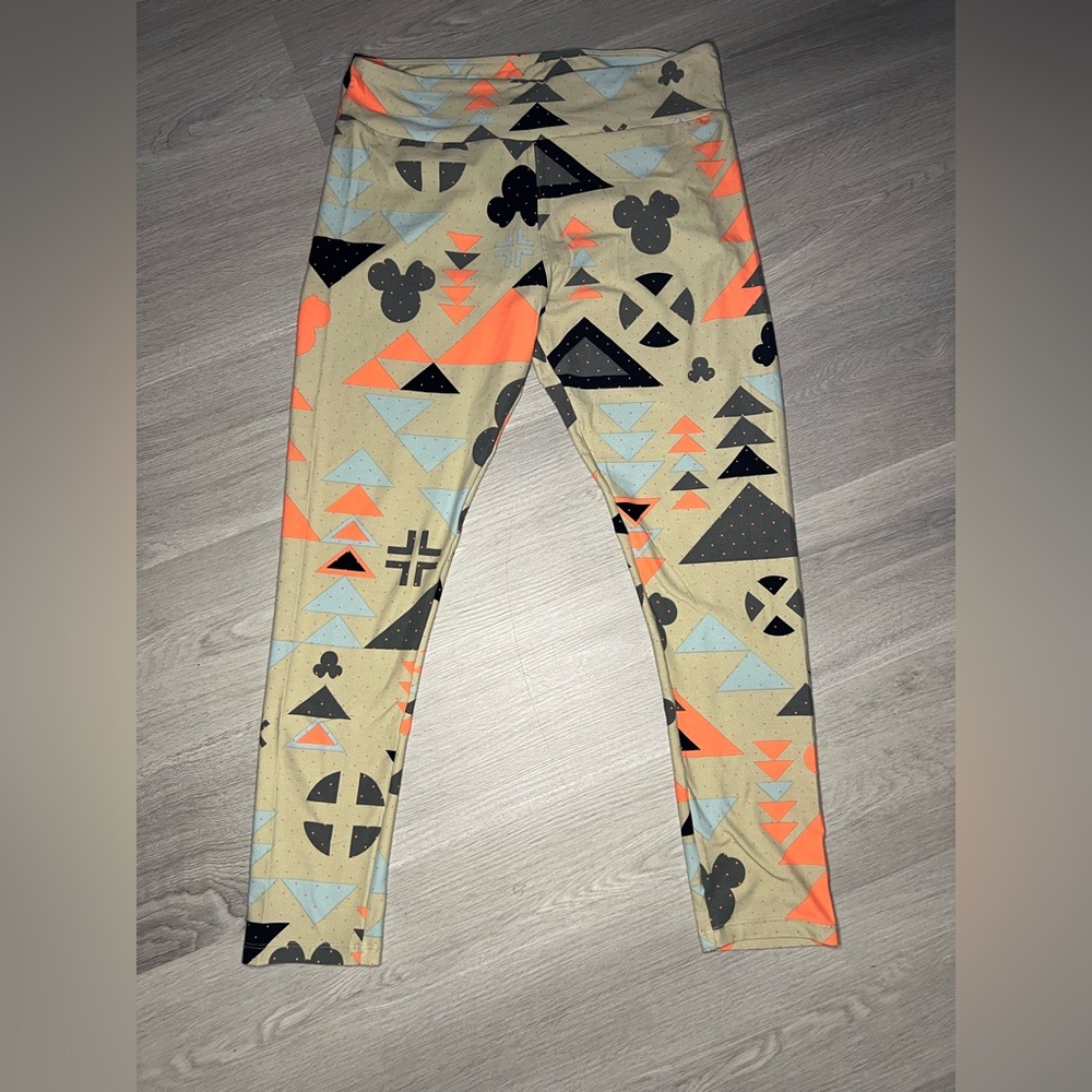 Disney LuLaRoe Beige Leggings with Geometric Patterns